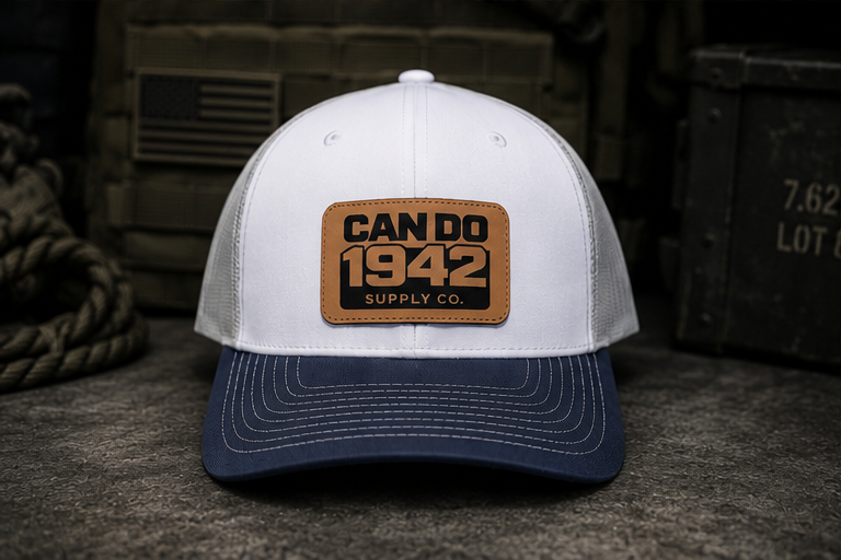 White & Grey Trucker Hat for Everyday Wear | Veteran-Owned Can Do Supply Co.