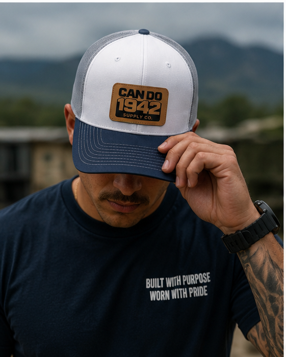 White & Grey Trucker Hat for Everyday Wear | Veteran-Owned Can Do Supply Co.